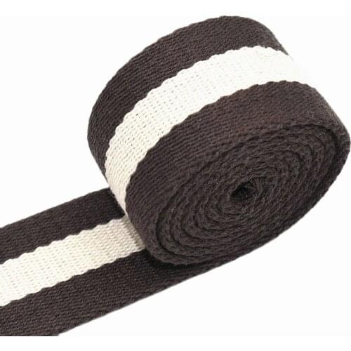 1.5" Brown Striped Ribbon Cotton Webbing Belt Jacquard Ribbon Cotton Belt Bag Webbing for DIY Garment Textile Sewing Accessories