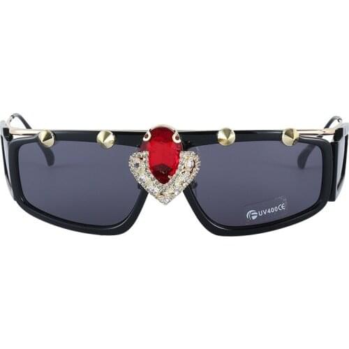 MINCL 2019 Retro Fashion Double Beam Square Sunglasses Half Metal Black Gold Shiny Crystal Square Sunglasses Men UV400 NX