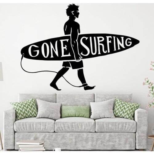 Surfing Surf Wall Decals Surfer Vinyl Sticker Surfing Sports Decals Surfboard Wall Decals Waves Decoration A762