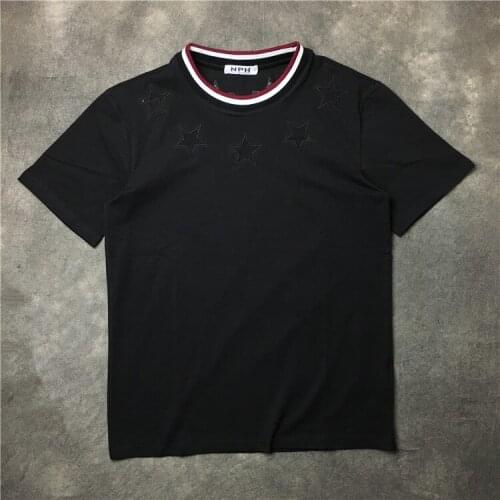 Novelty 2020 Fashion New T Shirts Striped embroidery stars T-Shirt Hip Hop Skateboard Street Cotton T-Shirts Tee Top #G47