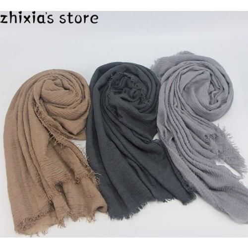 Wholesale price 90*180cm women muslim crinkle hijab scarf femme musulman soft cotton headscarf islamic hijab shawls and wraps