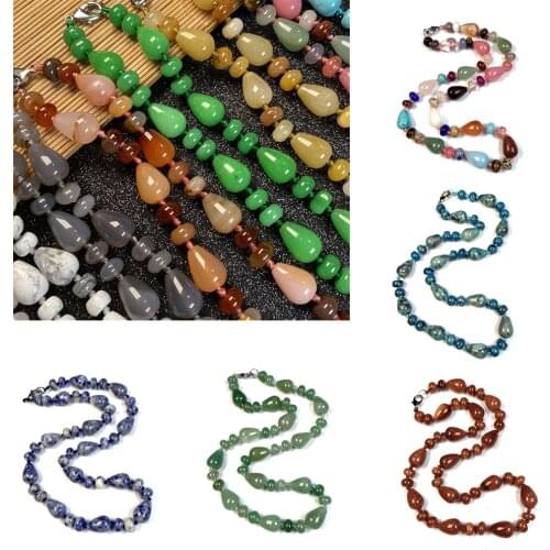 Natural Stone Necklace Crystal Agates Malachite Beads for Women Jewelry Necklace Vintage Style Exquisite Gifts Wholesale