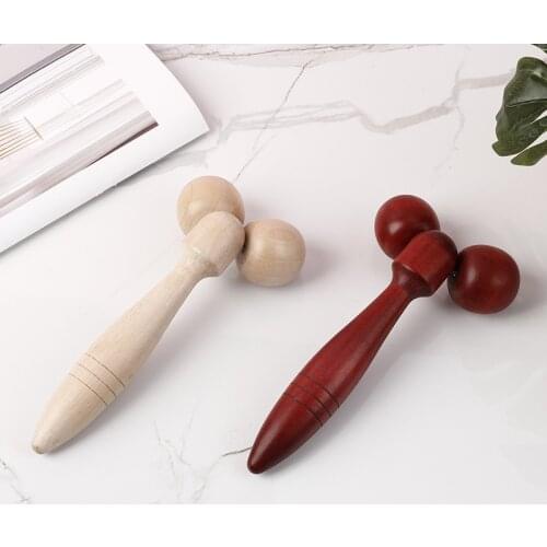 Wood Body Foot Reflexology Acupuncture Therapy Meridians Scrap Lymphatic Drainage Face Lift Tool Shiatsu Thai Massager Roller