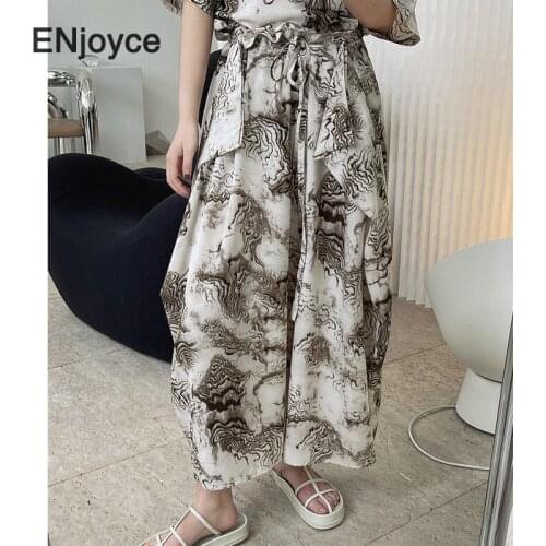 Retro Marble Printed Skirt Women High Waist A-line Skirts Casual Long Skirts Korean Style Ladies Slim Long Skirts 2021 Summer