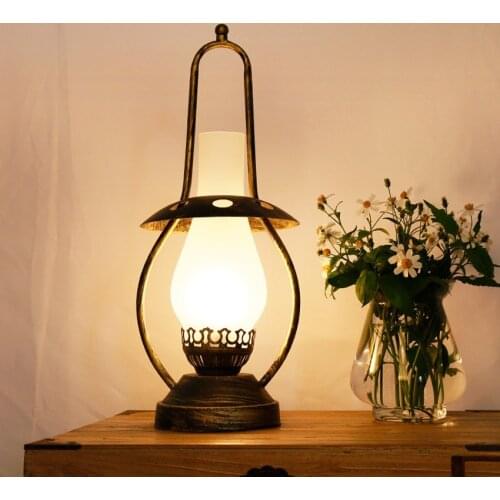 Nordic frosted glass shade retro kerosene lamp,bronze color metal base bedroom bedside vintage desk lamp study room reading lamp