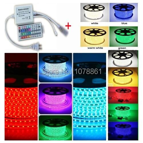 Super sale LED strip 5050 220V 230V RGB flexible light 60led/m,100m/lot RGB,Free shipping + 44key RF RGB controller