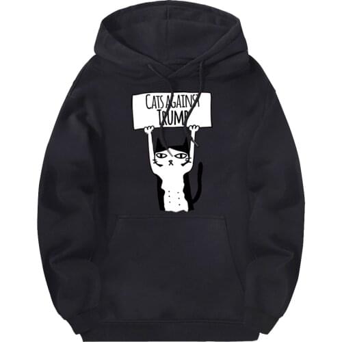 Funny Cats Mens Sweatshirts Hooded Hip Hop Autumn Winter Harajuku Clothes Male Warm Hoodies Full Sleeve Black Moletom Masculino