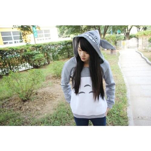 Cute Harajuku Fashion Women Men Hoodies Sweatshirt Cartoon Totoro Winter Casual Long Sleeve Pullover Hooded Overcoat Couple Coat