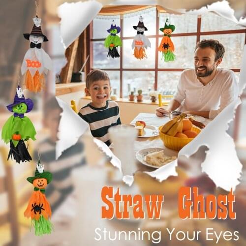 Halloween Home Garden Straw Ghost Horror Pendant Decoration christmas decoration Party Decor Supplies House Prop Ornament