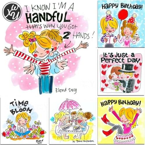 WEIWEI Cartoon Diamond Painting Happy Birthday Full Drill Cross Stitch Kits Mosaic Pictures Rhinestone Embroidery Birthday Gifts