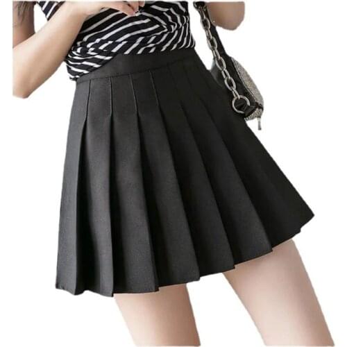 Sexy Solid Pleated Women Mini Skirts High Waist Slim Safe Lining Student Skirt Girl Casual Fashion Vintage Elegant A-line Skirt