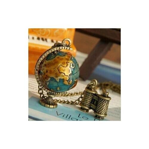 Ahmed Jewelry Fashion For Women Personality Vintage Miniature Telescope Global Travel Globe Necklace Free Shipping
