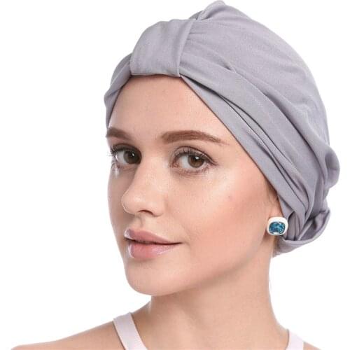 2020 Women Muslim Headscarf Hat Solid Modal Hijab Turban Caps Thin Summer Elastic Head Wrap Indian Hats Inner Bonnet For Lady