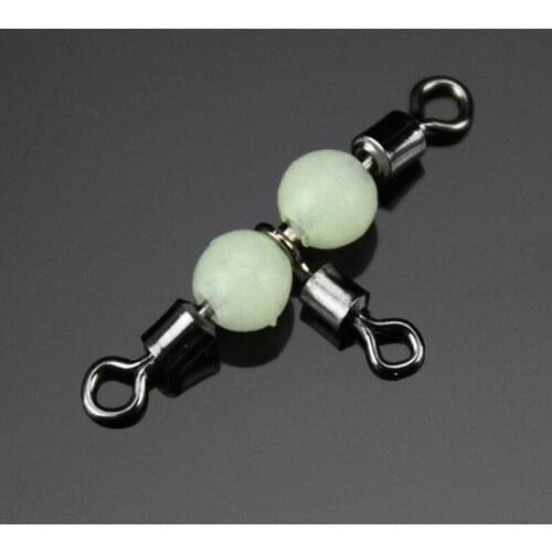10pcs/set 3 Way Fishing (Swivel) T-shape 360 Degree Rotatable Night Luminous Glow Beads Lure Connector Fishing Tools