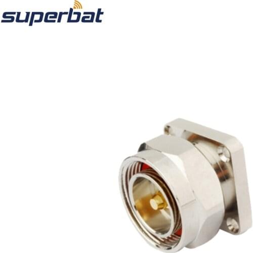 Superbat 10pcs 7/16 Din 4 Hole Panel Mount Plug with Solder Cup RF Connector