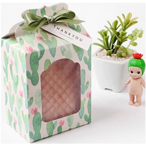 12.5*6.7*9.8cm 10 Pcs cute cactus Paper Box Candy Chocolate Macaron soap Storage Boxes Gift Packaging box multi-use