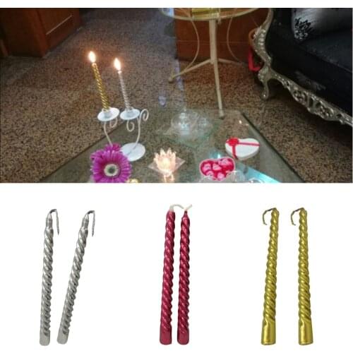 2 Pieces Dinner Candle Assorted Colors Taper Twisted Spiral Candles for Dinner Dining Table Wedding Party Home Decor