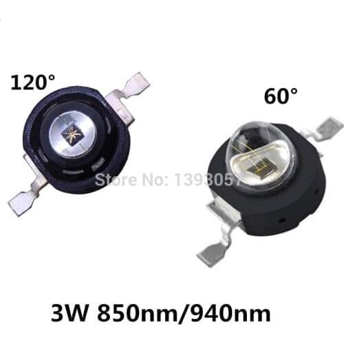 20PCS 3W Infrared IR 850nm 940nm High Power LEDs Emitter CCTV Camera IR Diode for Security Black LEDs 850 nm 940 nm 3W 700mA