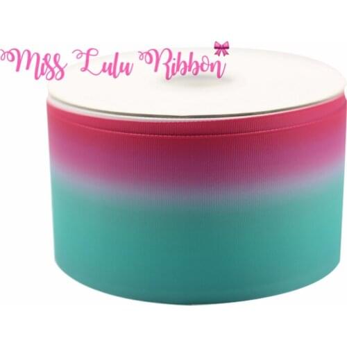 3"75mm Ombre Multi Color Printed Grosgrain Ribbon/Elastic Band DIY Handmade 38mm Hair Bows Party Decoration 50 yards MD5240