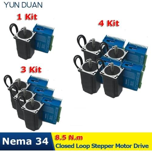 4PCS Nema34 8.5Nm 86MM AC DC DSP Closed Loop Stepper Motor Driver With Cooling fan Hybird Encoder Easy Step Servo Kit for Router