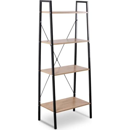 60*35*148cm 4-Tier Ladder Bookshelf Shelving Unit Wood Bookcase Frame for Living Room Bedroom Kitchen Dining Room Storage