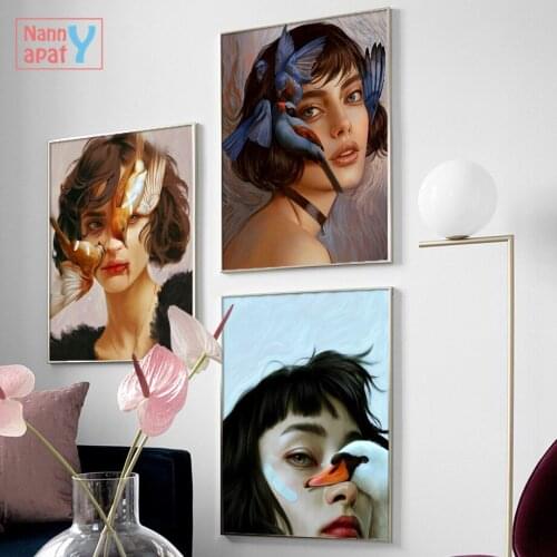 Abstract Surrealism Poster Woman Art Oil Painting Vintage Home Decor Bedroom Wall Art Decoration Modular Picture for Living Room