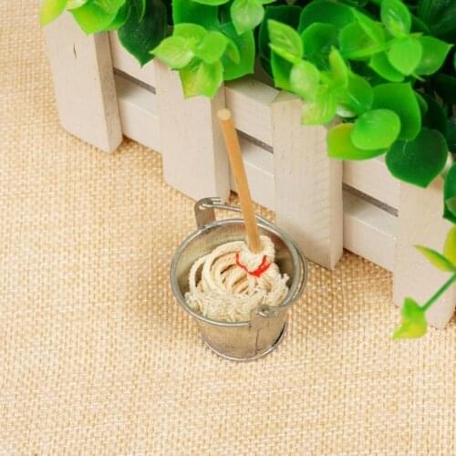 Dongzhur 1:12 Dollhouse Accessories Mop Bucket Suit Model Simulation Toy And Decoration Furnishings Indoor Outdoor F3U0 Chi K6C6