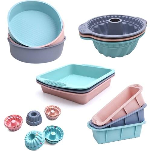 Non Stick Silicone Cake Mold Bakeware Pan Mould Round Square Gear Cup Shape Bread Toast Muffin Mousse Kitchen DIY Baking Tool