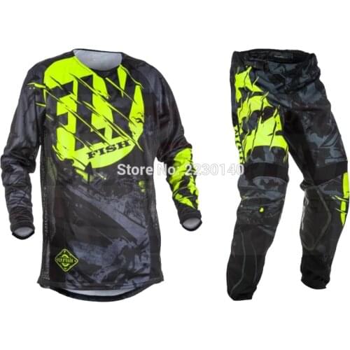 Free shipping 2019 Fly Fish Racing Pants & Jersey Combos Motocross MX Racing Suit Motorcycle Moto Dirt Bike MX ATV Gear Set