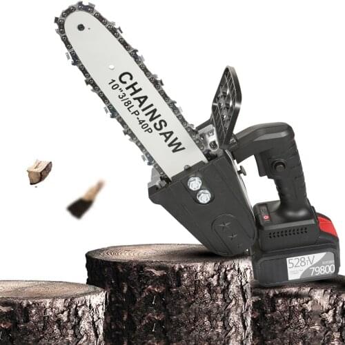 21V Brushless Cordless Chain Saw 6-Ah Battery Fast Charger Included Auto-Tension 10-Inch Powerful Chainsaw Kit for Tree Felling