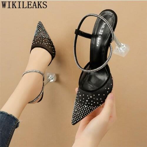 Rhinestone Sandals Fetish High Heels Sandals Women Summer Pumps Women Shoes 5cm Heels Ladies Shoes Luxury Sandals Sexy Shoes