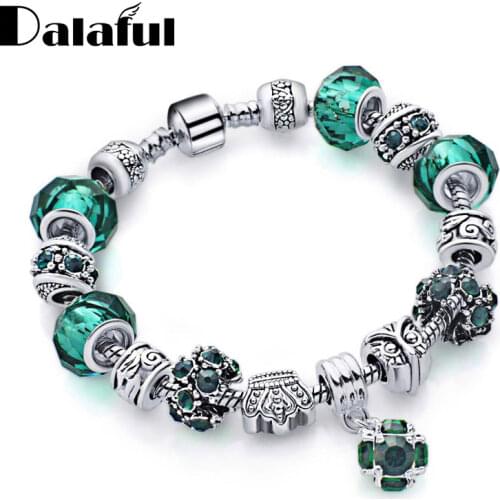 Fashion DIY Crystal Beads Bracelet Owl Crown Bracelets & Bangles For Women Charm Luxury Jewelry S339