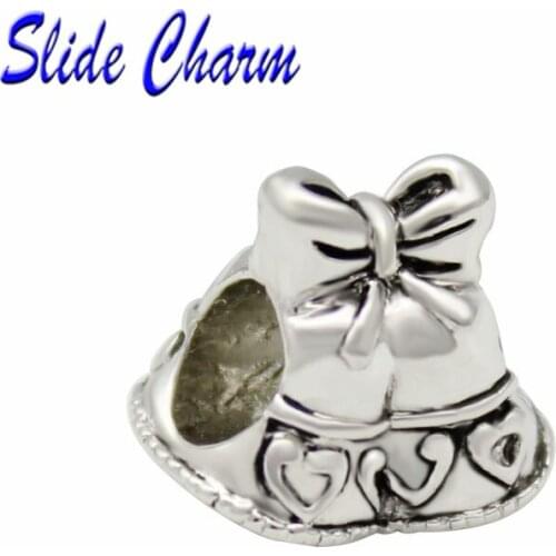 5mm straight hole fashion jewelry DIY charm European style Christmas beads, bow love bell Fit Pandora Bracelet Necklace