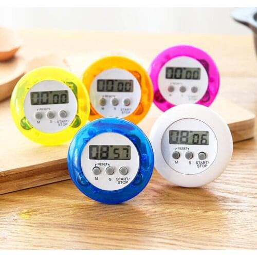 Digital Alarm Kitchen Cooking Timers Mini Cute Round LCD Display Count Down Tools Battery Installed With Clip LX8022