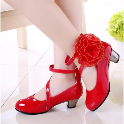 Kids Leather Shoes Girls Wedding Dress Shoes Children Princess Flower Leather Sandals For Girls Casual Dance Shoes Flat Sandals