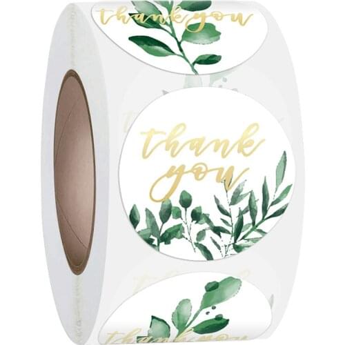 500Pcs/roll Gold Plant Hot Stamping Sticker Label Christmas Day Decoration Thank You Sticker Scrapbook Packaging Stationery St