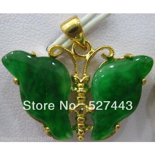 Wholesale hot! jewelry green crystal butterfly Pendant Necklace