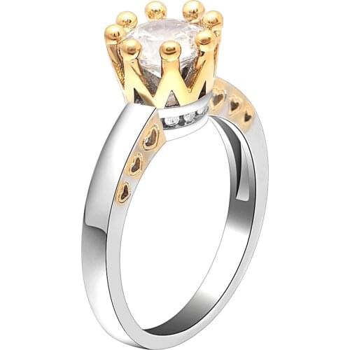 Hainon Wedding Rings Jewelry Hollow Heart Crown Rings For Women Lover Cubic Zirconia Ring Female Engagement Party Jewelry