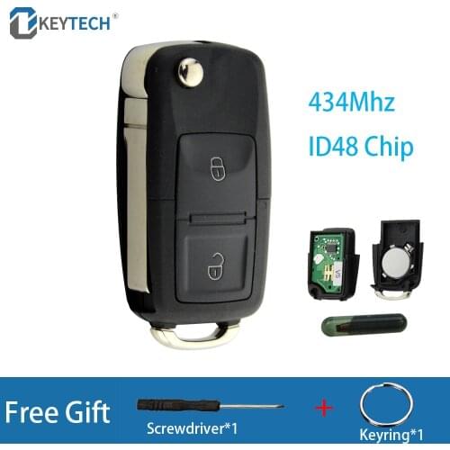 OkeyTech 2 Buttons 434Mhz ID48 Chip Flip Remote Car Key For VOLKSWAGEN VW Golf 4 5 Passat b5 b6 polo Touran 1J0 959 753 AG