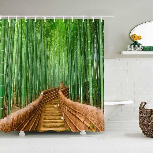 Landscape Shower Curtains Bathroom Polyester Waterproof Shower Curtain Trees Forest Printing Curtains for Bathroom Shower