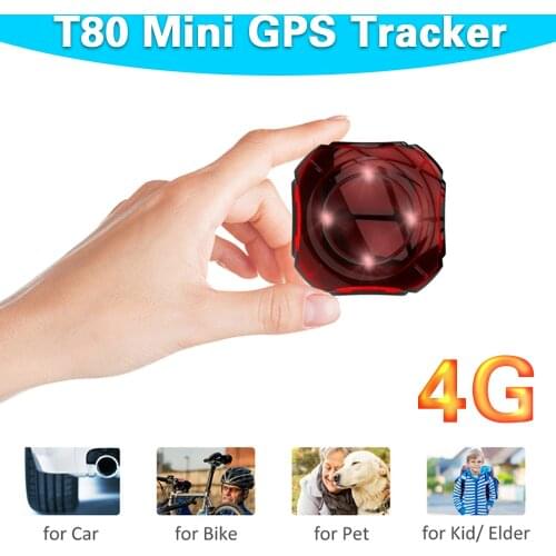 Mini 4G GPS Tracker T80 for kid/Child Bicycle Pet Bulit In 4 LED Lights GPS Tracking Device with SOS Button Free Shipping