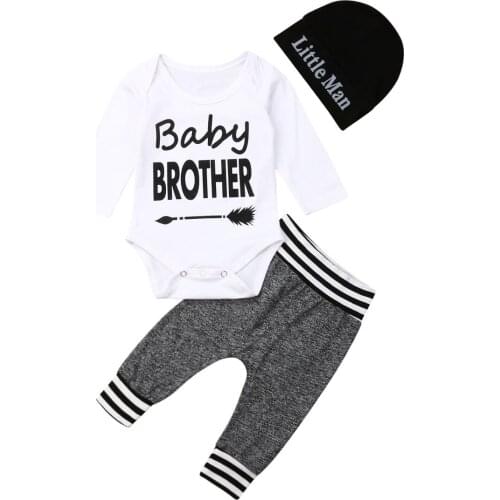 0-18M 2PCS Newborn Boy Clothes Infant Baby Boy Little Man Long Sleeve Romper Legging Outfit Set Clothes