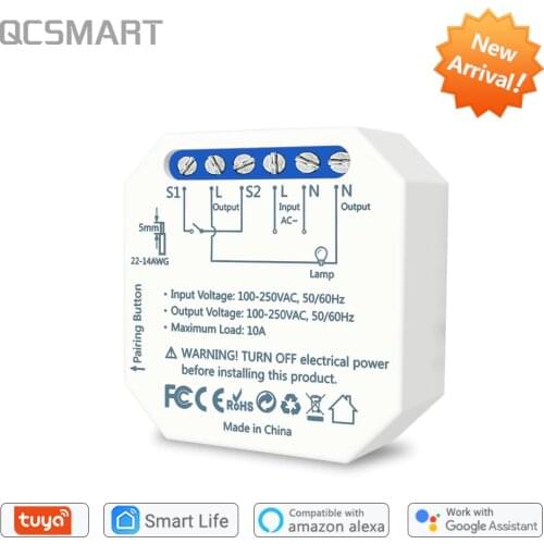 WiFi Switch Google Home Alexa Tuya Smart Home DIY Light Mobile Remote Control Timer 10A 2 way works with manual wall switch