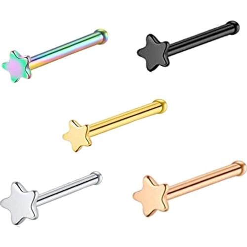 Nose Rings for Women 316L Stainless Steel Nose Piercings Jewelry Screw Men Nose Studs Star Wholesales Nose Pin Body Piercing