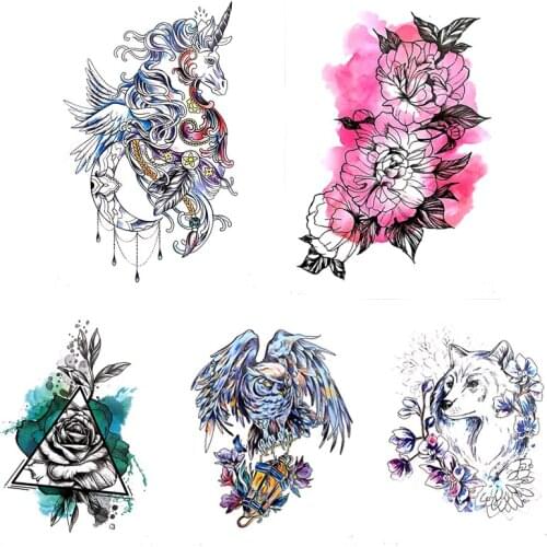 New Designs 1 Piece Rose Fox Flower Body Tattoo Temporary Waterproof Henna Animals DIY Art Tattoo Sticker