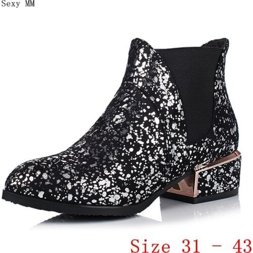 Autumn Women High Heels Ankle Boots Booties Motorcycle Shoes Woman High Heel Short Boots Small Plus Size 31 32 33 - 40 41 42 43