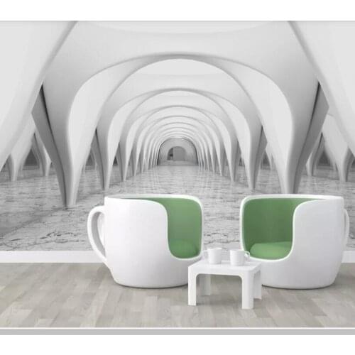 Papel de parede 3d stereo roman column arch church building corridor wallpaper mural,living room bedroom wall papers home decor