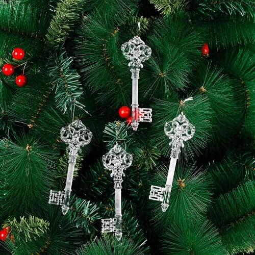 4pcs transparent Snowflake Deer Pendant 2021 Christmas Party Decoration Christmas Tree Decor Hanging Ornaments New Year Gifts