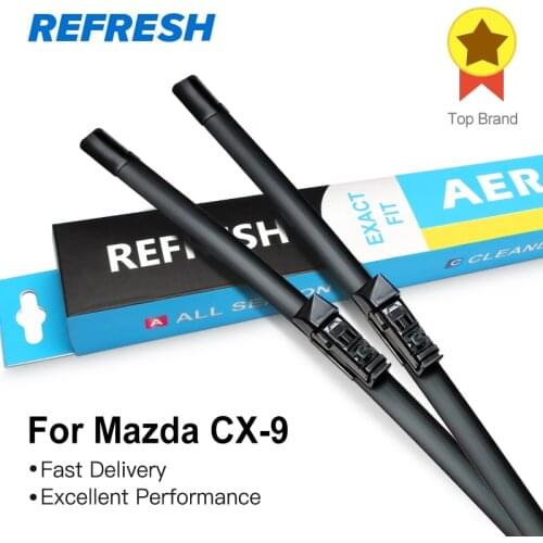 REFRESH Wiper Blades for Mazda CX-9 ( CX9 ) Fit Hook Arms / Push button Model Year 2006 to 2018