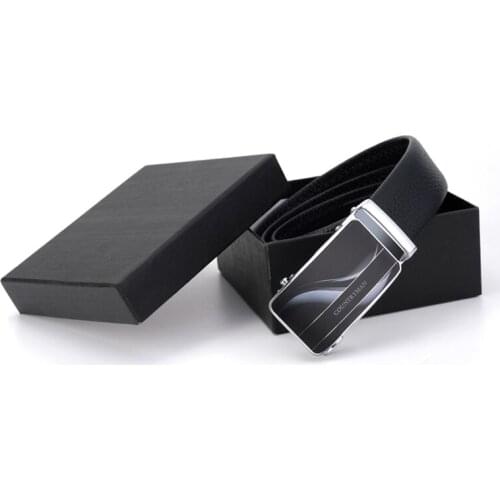 Top Brand Luxury Mens Top Quality Real Genuine Leather Ratchet Dress Belt with Automatic Buckle With Elegant Gift Box Men Belt